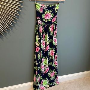 Floral Strapless Dress Small